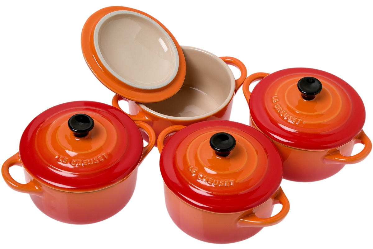 Le Creuset Les Ceramiques Mini Cocotte Set 10cm Orange Red Advantageously Shopping At Knivesandtools Com