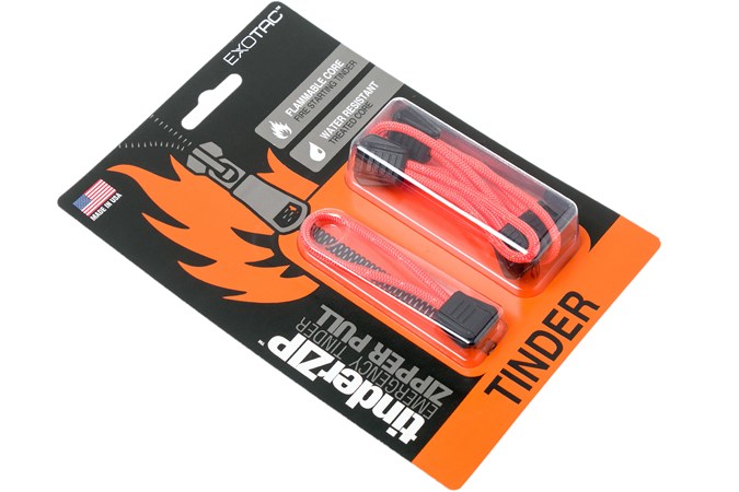 Exotac TinderZIP - 5 Allume-feu étanches D'urgence - Corde Inflammable Revêtue Cire, Idéal Survie, Camping, Sac à Dos