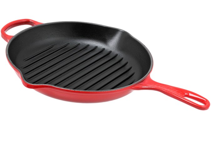 Le Creuset Grill Pan Skillet Round 26cm Red Advantageously Shopping At Knivesandtools Co Uk