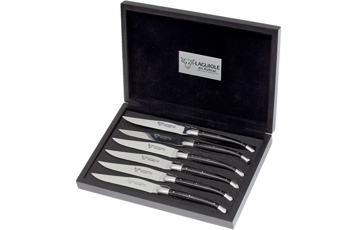 Laguiole en Aubrac Steakmesser Set 6 teilig Buffelhorn Laguiole en Aubrac Steakmesser Set 6 teilig Buffelhorn